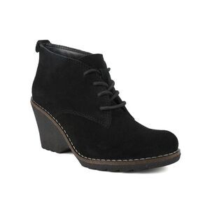 BCBGENERATION Womens Black Lambert Almond Toe Wedge Lace-Up Leather Booties 11 M